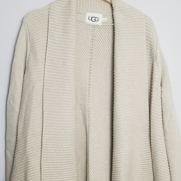 UGG Shawl Collar Ribbed Cardigan Cream Heather - Picture 3 of 8